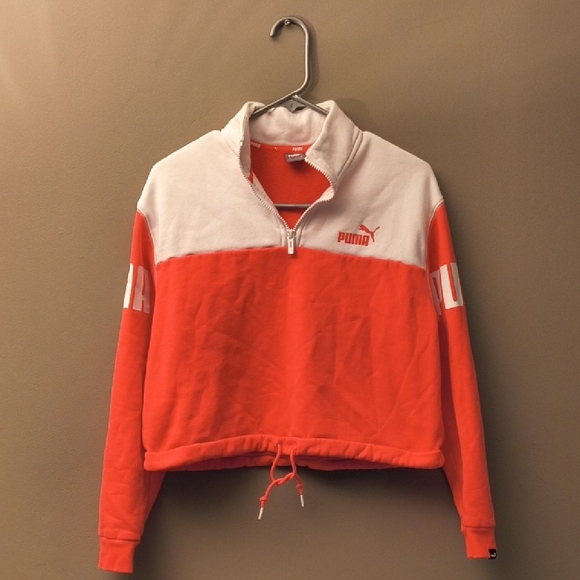 Puma Sweaters - Puma - Like New - Salmon and White Quarter-Zip  Women's Sweater